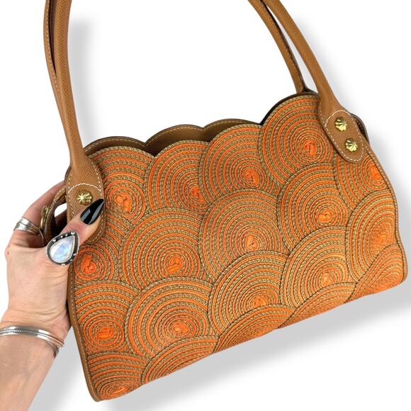 Vintage ERIC JAVITS NEW YORK raffia woven leather handbag - Picture 15 of 16